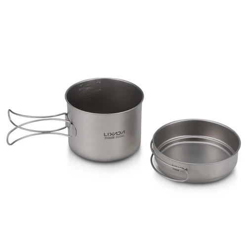 Lixada Outdoor Titanium Camping Cookware Set 900ml Pot And 350ml Fry Pan Y3R5
