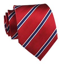 Men's Modern Fine Stripe Silm Ties Woven Formal Business One Size Red Blue