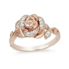 Enchanted Disney Belle 0.50Ct Round Diamond Engagement Ring 14K Rose Gold Finish