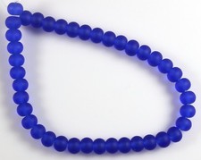 'Sea' Beach Glass 5x7mm Rondelle Indigo Blue Beads 3 x 8" Strands