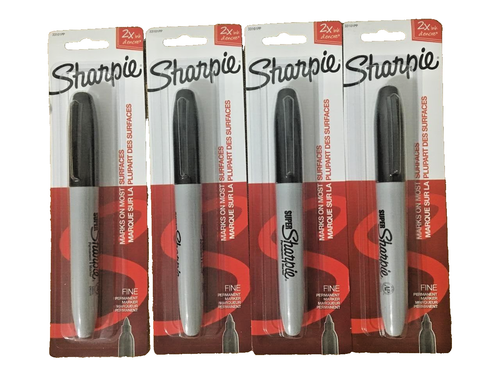 4 PACK- Sharpie Super Fine Point Permanent Markers, Black ~MARKS ON ALL SURFACES - Picture 2 of 12