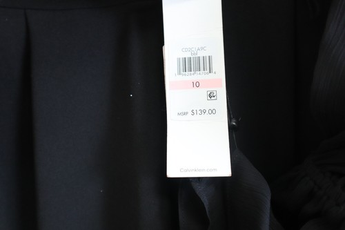Calvin Klein women's Crewneck Chiffon Flare Leg Jumpsuit - size 10 - Black - Picture 3 of 3