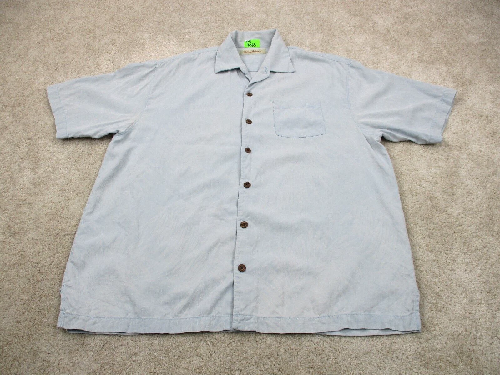 Tommy Bahama Shirt Men Extra Large Blue Floral Print Silk Camp Button Up *