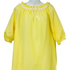 Vintage Nightgown Lace Ruffle Medium Yellow Cottagecore Brushed Pajama Gown