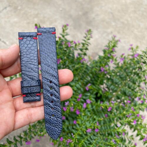 20/18 mm Padded Blue Genuine OSTRICH Leg LEATHER SKIN WATCH STRAP BAND - Picture 10 of 16