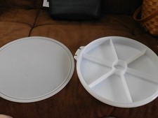 Vintage Tupperware Round 6 Section Container & Lid Made in USA No Handle