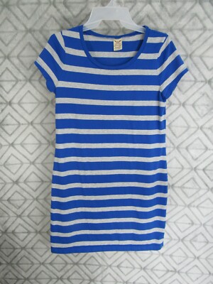 Faded Glory Dress Size M 8 10 Blue Gray Striped Round Neck Short Sleeve  Casual | eBay