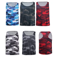 Men Gym Workout Tank Top Stringer Bodybuilding Muscle Vest Camouflage Sleeveless