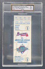 1992 World Series Game 1 Ticket Stub iCert 5 EX MLB Baseball Braves Blue Jays