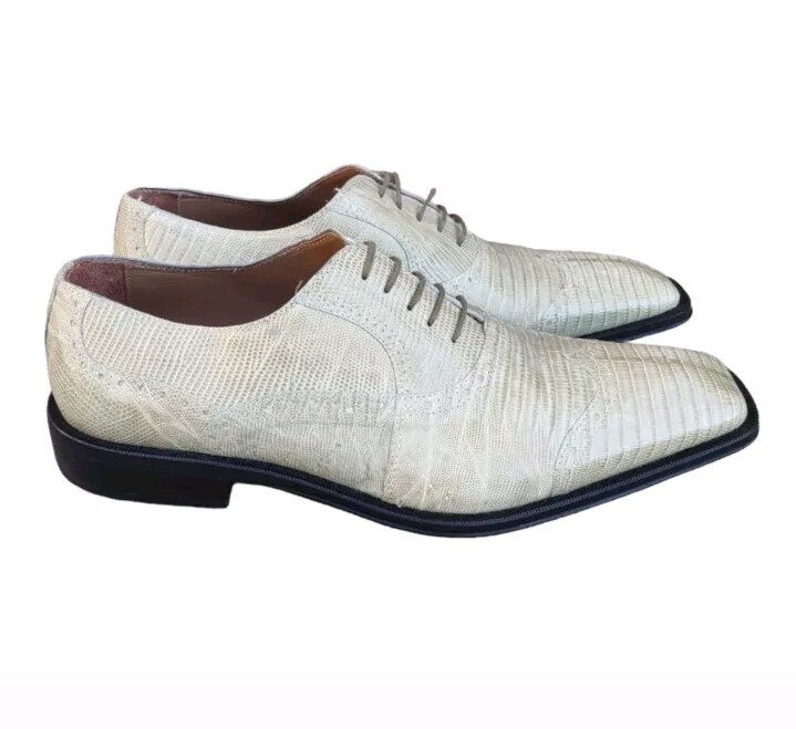 David Eden Size 10.5 Genuine Teju Lizard Leather Hand Made Oxford Shoes
