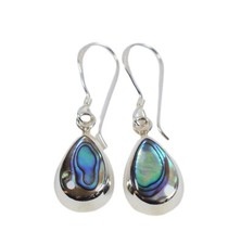 Pair  Of  Sterling  Silver  Abalone  925  Teardrop  Dangly  Earrings   !!