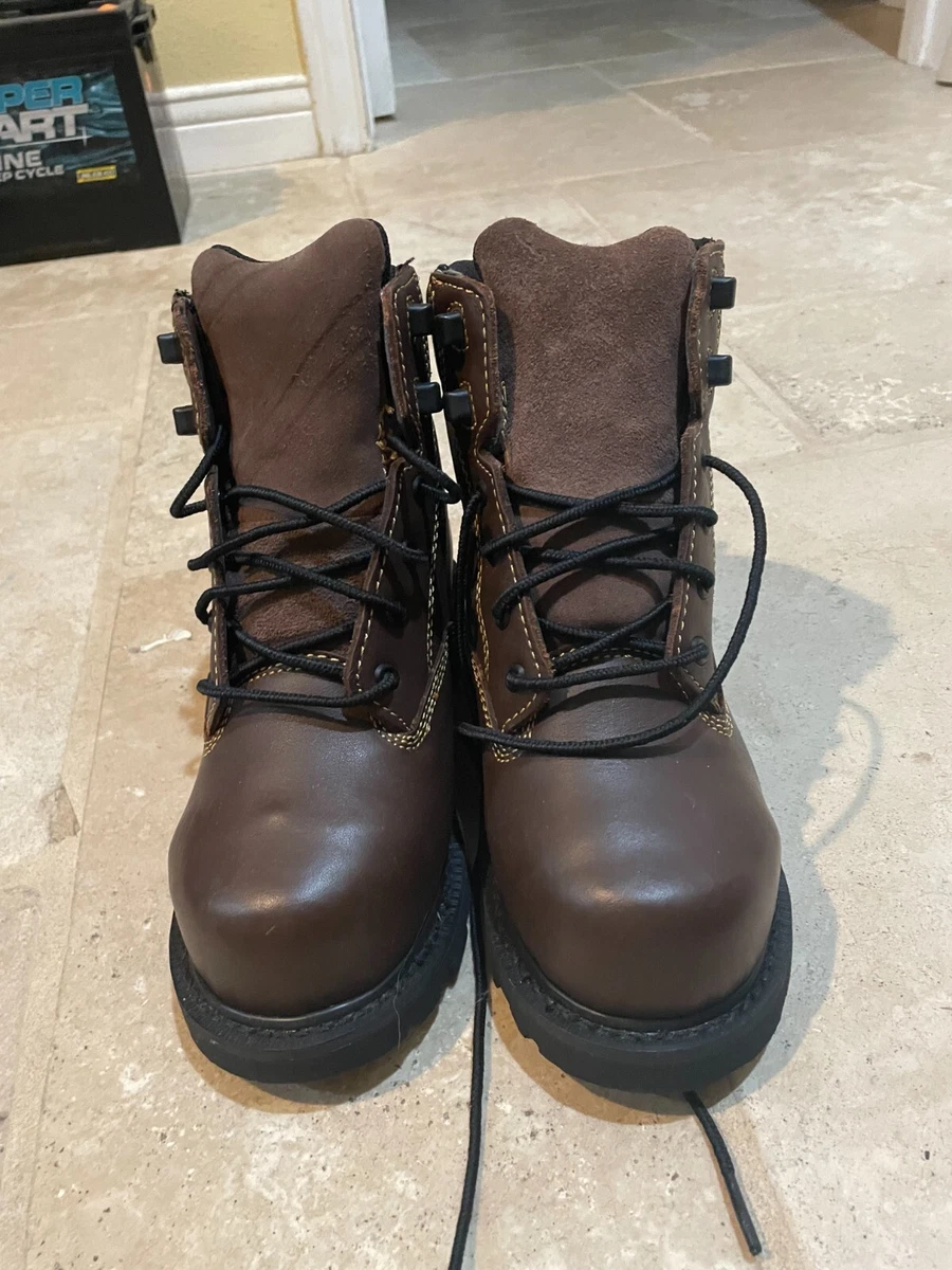 HYTEST MENS SAFETY BOOT CONTOUR MET LACE UP BROWN SIZE 4M NEW BOX