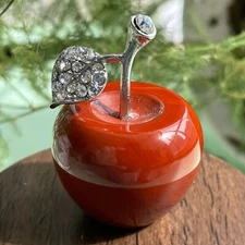 1pc Natural red jasper quartz hand carved crystal apple gem reiki healing 1.2"