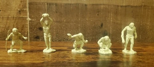 1950'S "PREHISTORIC TIMES" Marx PLAYSET Cream CAVEMEN (5) Plastic FIGURES