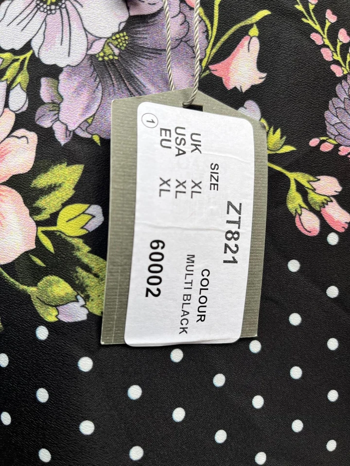OASIS Floral Print Jumper / Blouse Top Black Size XL New - Image 3 of 4