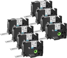 8 PK Heat Shrink Tube Tape for Brother Black on White HSe251 PT-P750WVP 0.93"