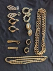 Mixed Lot Of Costume Jewelry And Vintage Gold Tone necklaces and earrings