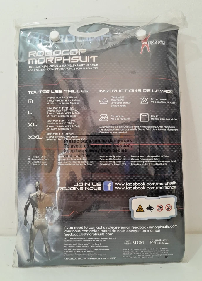 Robocop Morphsuit Para Hombres Vestido Elegante Disfraz Comic Con Ciervo Halloween Talla L Foto 4 de 4