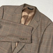 Jos A Bank Sport Coat Mens 42L Brown Plaid Silk Wool Blazer Jacket
