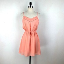 Paper Crane Peach Mini Dress Medium Chiffon Chemise Slip Dress Cocktail Chic