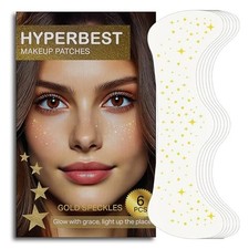Glitter Freckles Face Tattoo, 6 Count Sparkle Freckles, Gold, Star Design, Ra...
