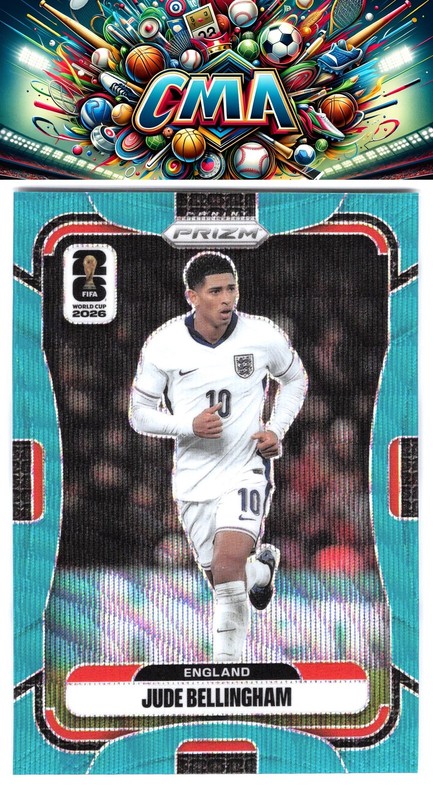 2026 Panini Prizm FIFA World Cup #114 Jude Bellingham Teal Wave Prizms #/99