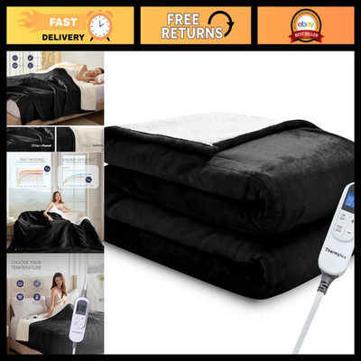 Heated Electric Blanket Full Size 72''x84'' - 10 Heat Levels, 12 Timers, Auto Shut