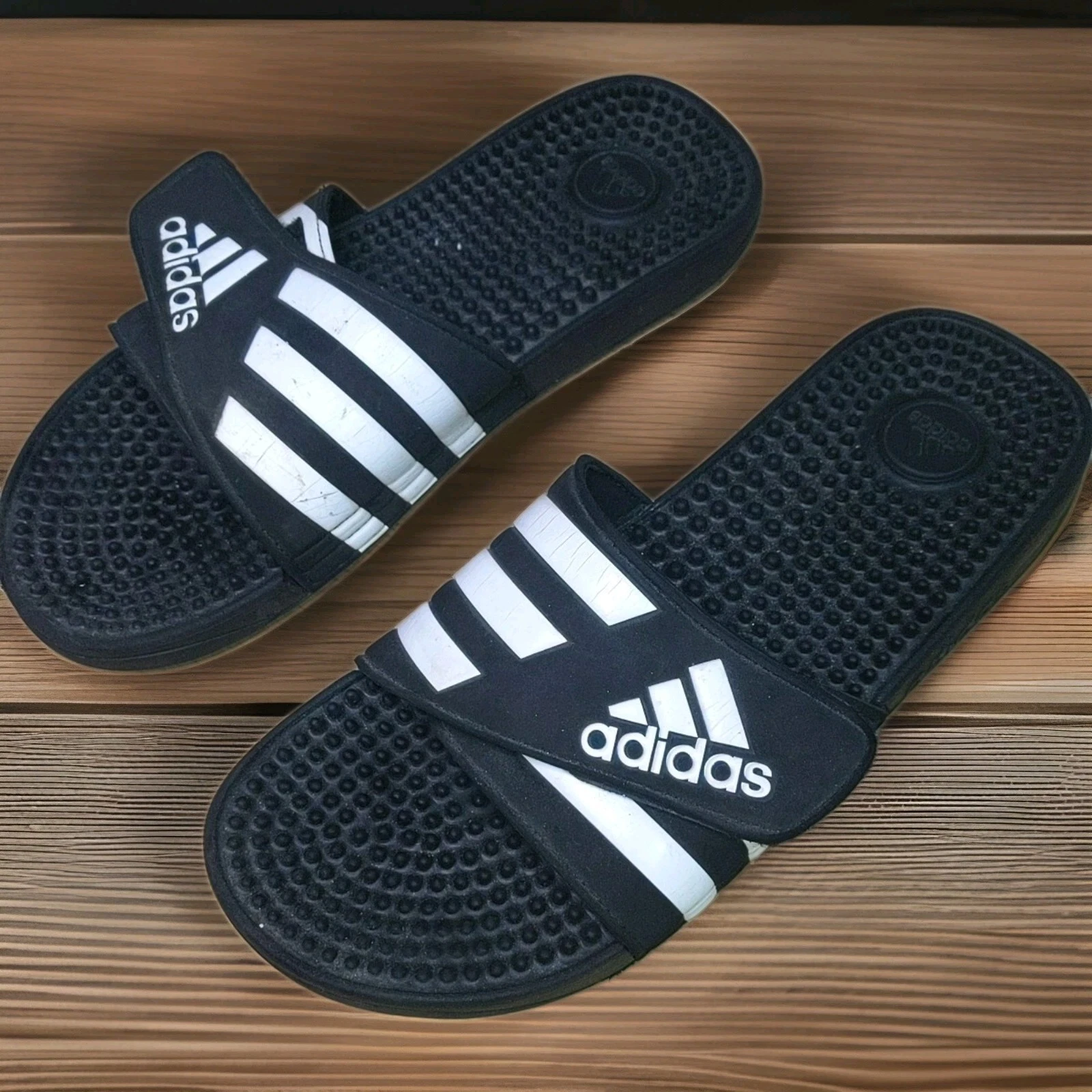 ADIDAS ADISSAGE Uomo 10 Nero e Bianco Regolabile