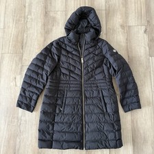 Michael Kors Jacket Womens 0X Black Full Zip Hooded Ultra Lightweight Down Fill