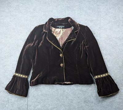 Vintage Velvet Jacket Womens 12 Silk Velour 90s Whimsigoth Cottage Dark Romantic