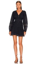 Veronica Beard Addilyn Pintuck Ink Blue Cotton Long Sleeve Mini Dress Size 6