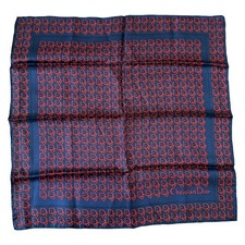 Authentic NWOT Christian Dior Women s Square Silk Scarf Blue Red Trotter Logo