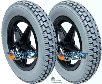 SET OF 2 WHEELS 12 1/2'' X 2-1/4'' FLAT FREE WHEEL ASSEMBLY FOR INVACARE POWER CHA