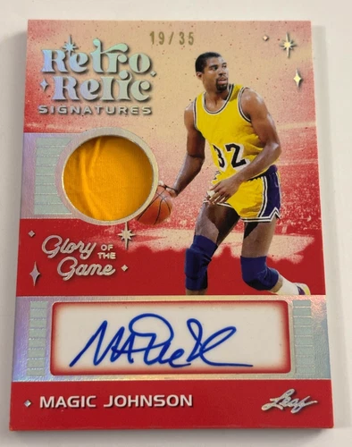 Magic Johnson 2026 Leaf Glory of the Game Used Jersey AUTO Autograph Card /35
