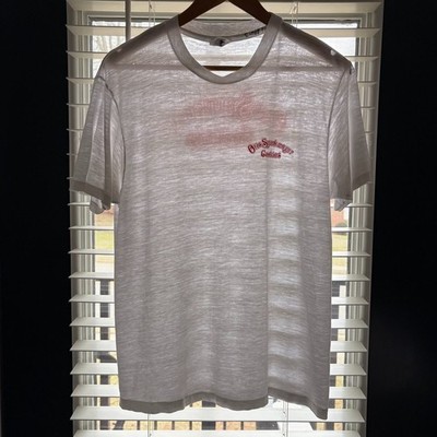 Vintage 1980s Paper Thin Burnout T-Shirt Men's Size L White Sheer Threadbare
