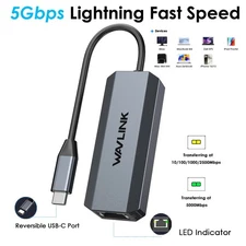 Thunderbolt 4/5 USB-C to Ethernet 5Gbps Adapter MacBook/Dell XPS, Plug & Play