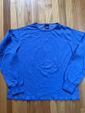 VTG 90s Duofold Baselayer Shirt Wool Blend Blue XL Ski Crew Neck USA