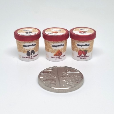 Puppenstube Maßstab 1:12 Essen - Haagen Daz Eiswanne - selbst aussuchen!