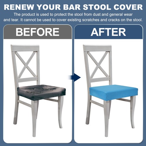 Bar Stool Cover Rectangle, Stretch Barstool Slipcover(Khaki, 4Pcs) - Foto 4 di 6