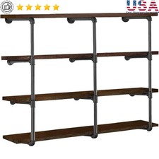 Wall Mounted Floating Shelf Industrial Heavy Duty 4 Tier Iron Storage Rack New