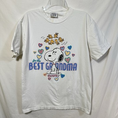 Vintage Peanuts Best Grandma Ever Distressed Large T-Shirt Snoopy Grandmacore L