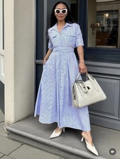 ZARA NEW FW25 ZW COLL BLUE WHITE STRIP POPLIN SHIRT DRESS COTTON 2640/596 _S,M