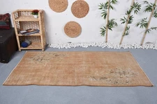 Floor Rug, Southwestern Design, Orange and Beige, 3.6x7.3 ft