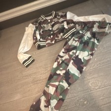 Ladies Camouflage Tracksuit M 2 Piece 100 Polyester Jacket  Pants Sweatsuit