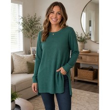 Duluth Trading Womens Size XL Green CoolMax Textured Knit Sweater Long Sleeve
