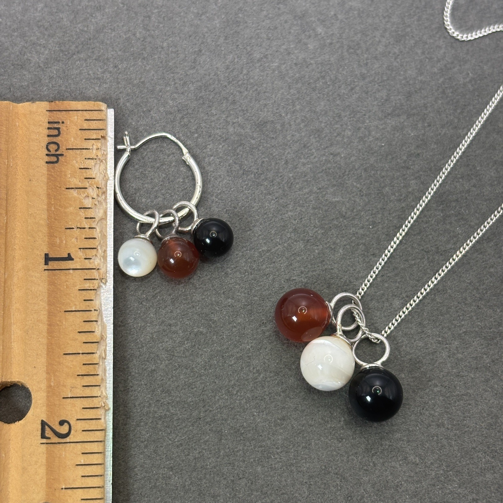 925 Silver Interchangeable Earrings Necklace Set … - image 9