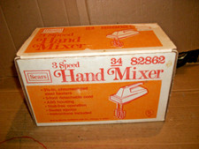 Vintage 1970's Sears 3-Speed Hand Mixer #82862 With Box - USA
