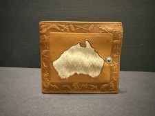 Vintage Gothic Australia Genuine Leather Wallet Hair Hide Wildlife Tooled