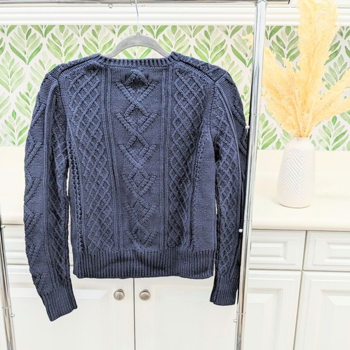 Marineblauer Bass Zopfmuster Fischer Pullover Large - Bild 5 von 9