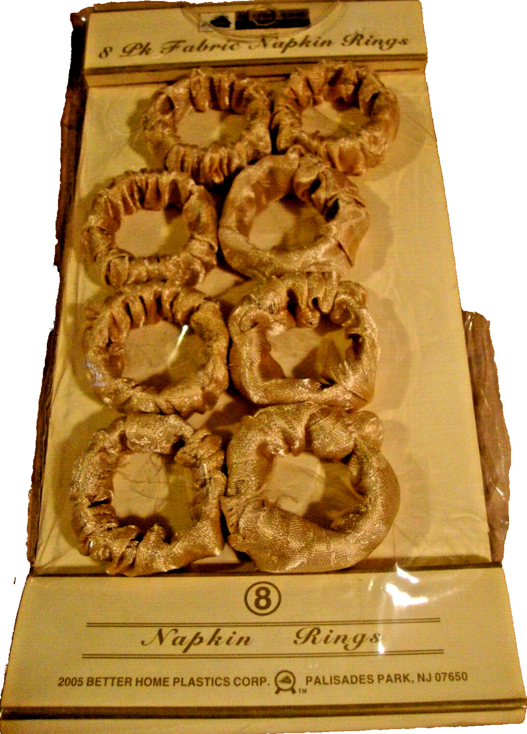 Better Home Plastics (8) Fabric Napkin Rings Holders Gold-Tone Table Decor   382